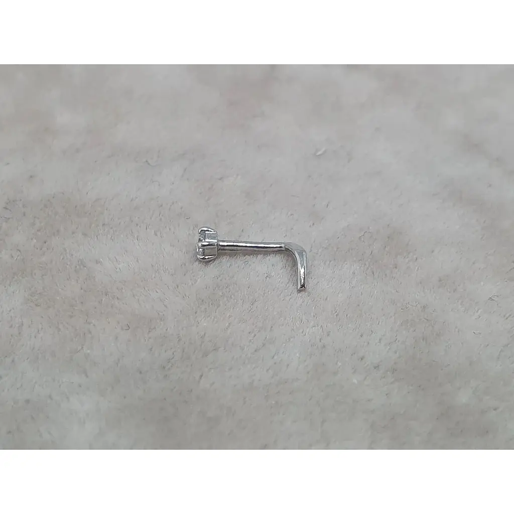 Золота сережка-пірсинг Ювелірне виробництво А. Долина в ніс з фіанітом. 140001Б - фото 2