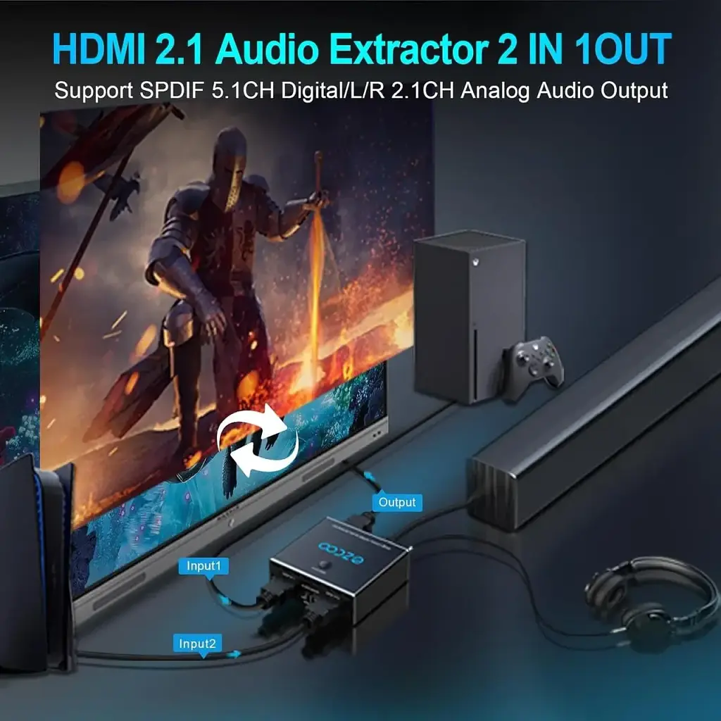 Аудіоекстрактор Ezcoo 4K@120Hz HDMI Audio Extrector Спліттер для HDMI-джерело, аудіоконвертер для HDMI - фото 5