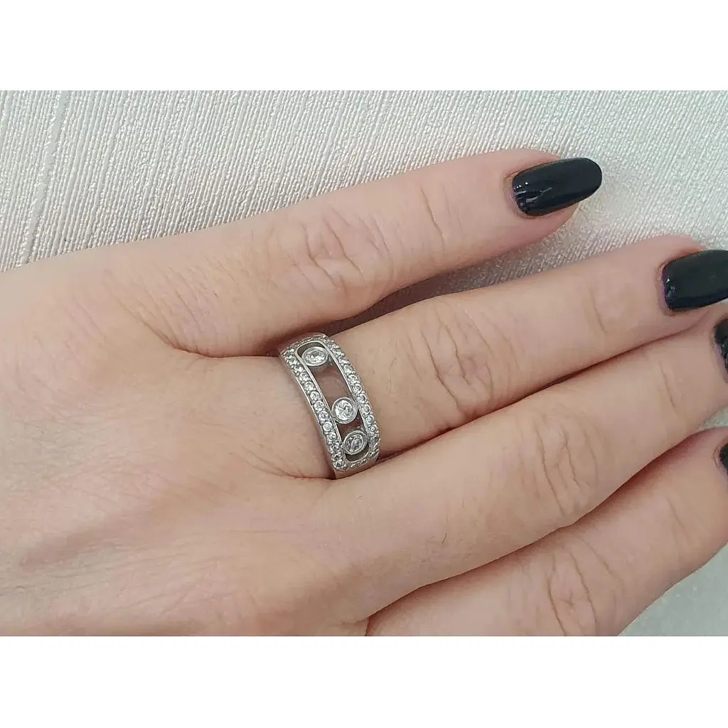 Срібне кільце Агні Мессіка з фіанітами. 1637/1Р-CZ 17 - фото 2