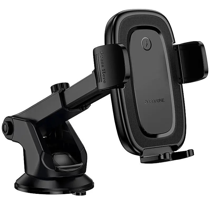 Автодержатель с БЗУ Borofone BH223 Follower 15W (center console) Black - фото 7