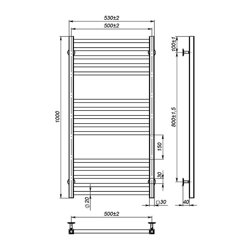 Рушникосушка водяна Onlyheat Ember 500/1000/15, Хром - фото 3