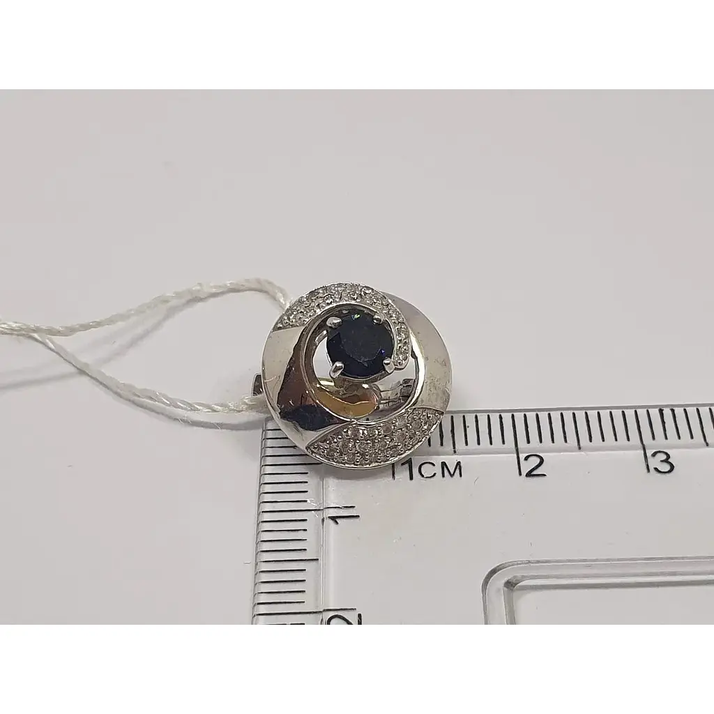 Золоті сережки Агні з діамантами і сапфірами. Артикул 22231 - фото 4