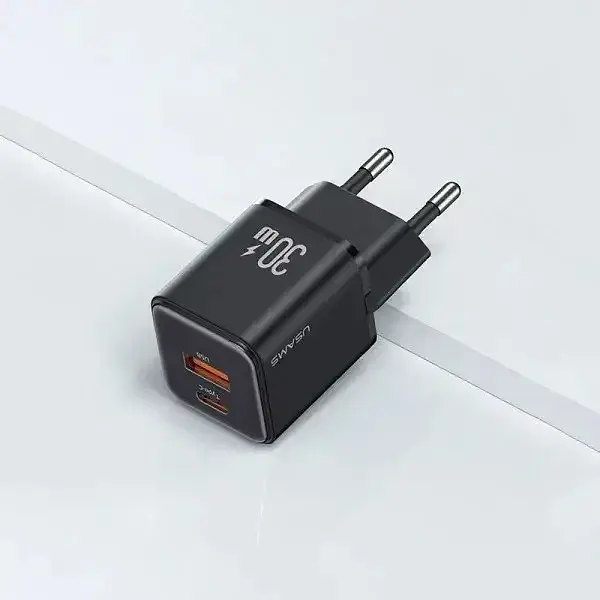 Мережевий зарядний пристрій Usams 30W Quick Charge 3.0 з швидкісною зарядкою (EU-вилка) Чорний (6958444904955) - фото 4