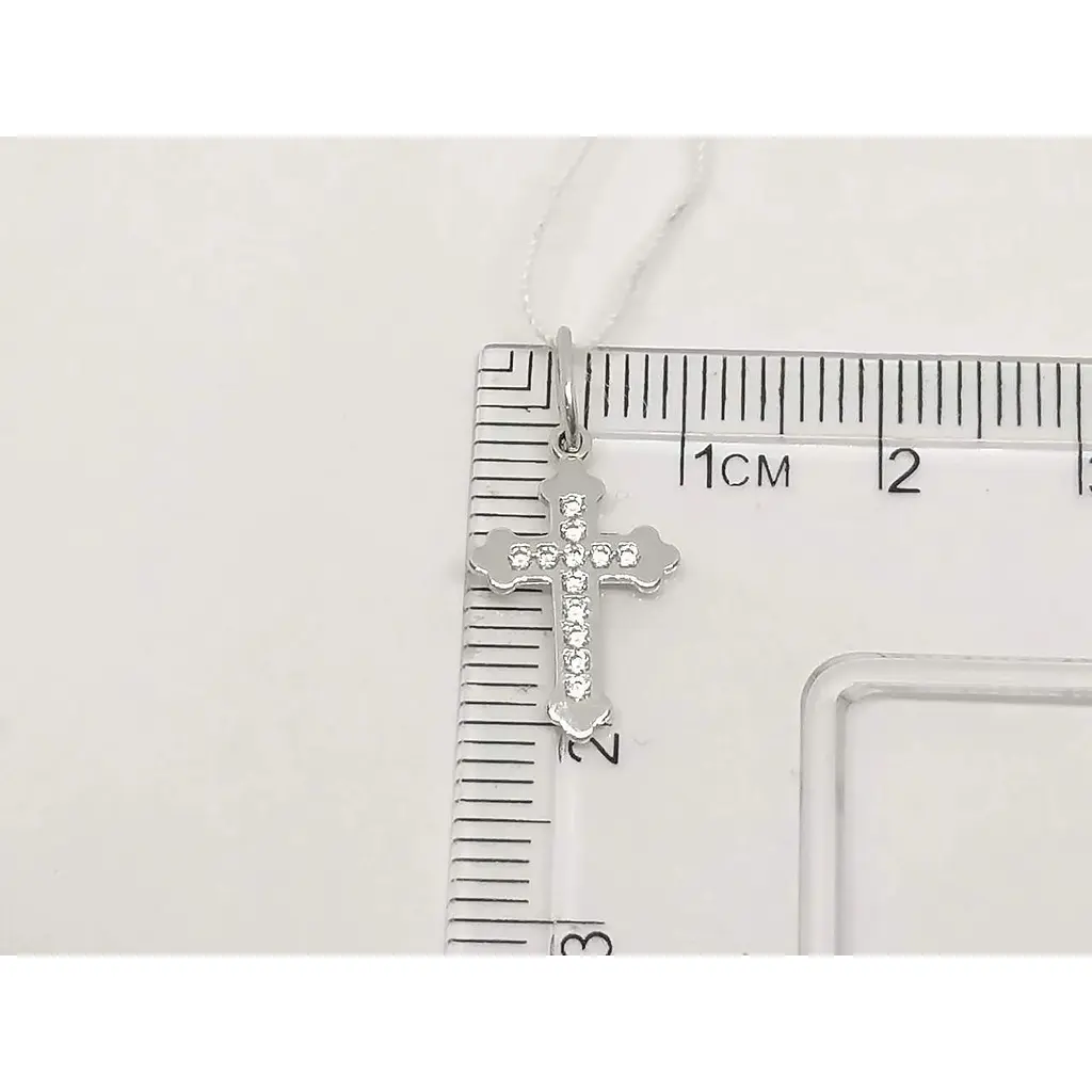 Золотий хрестик Столична Ювелірна Фабрика з фіанітами. 440540Б - фото 3