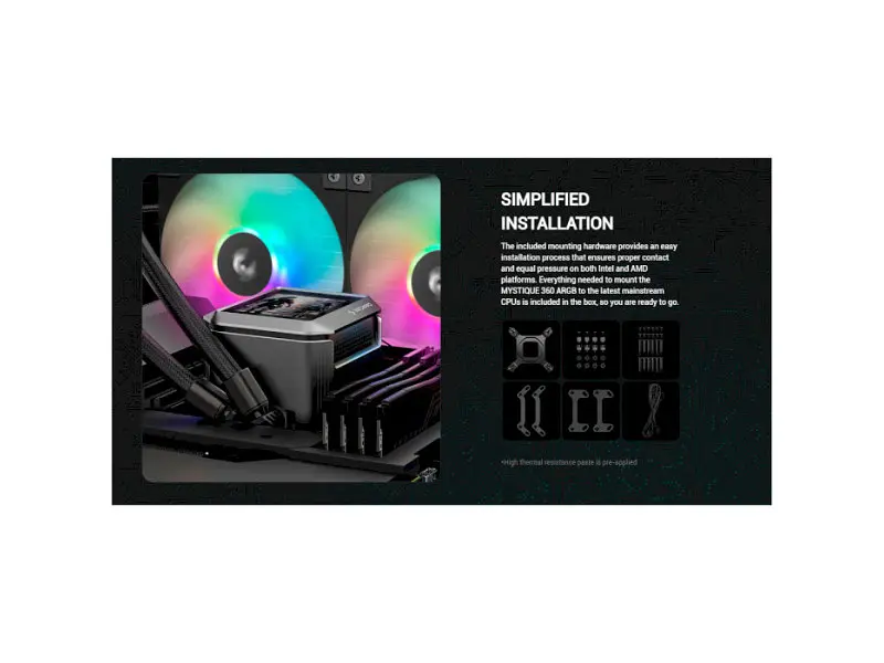 Водяне охолодження Deepcool MYSTIQUE 360 ARGB Black (R-LX750-BKADSNC-G-1) - фото 7