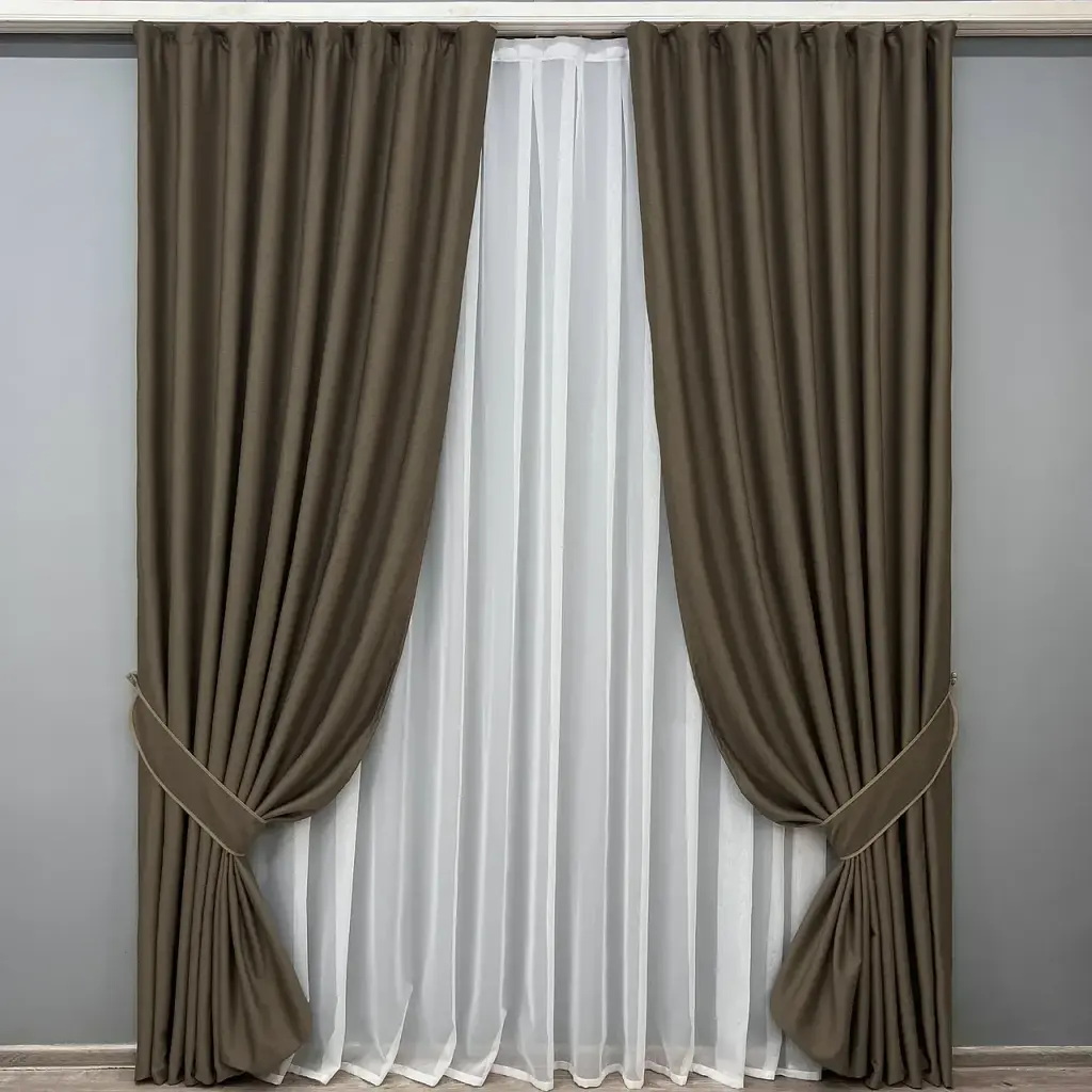Комплект штор VR-Textil шеніл 2 шт 150x270 см кавовий (1591ш) - фото 2