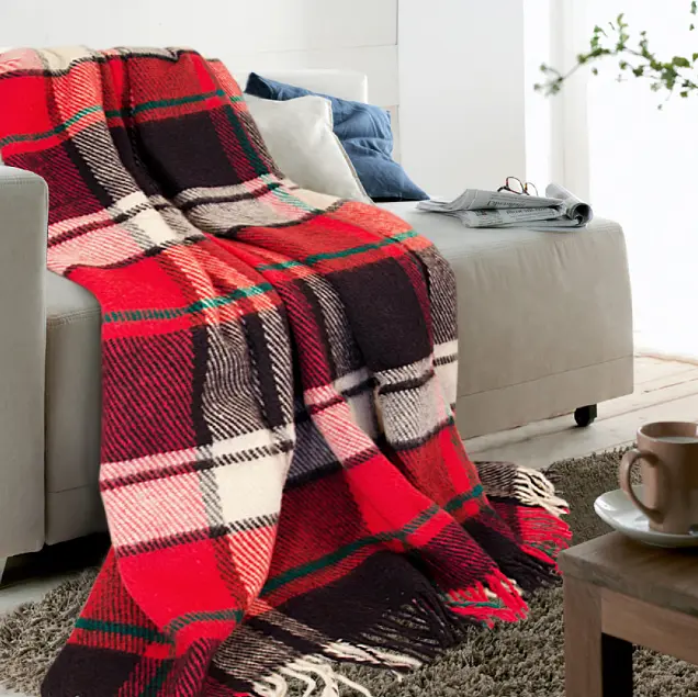 Плед шерстяной Ярослав, 200х170 см, красный с черным (40239) - фото 2