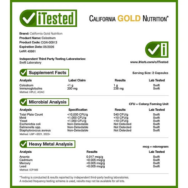 Молозиво (Colostrum) та Лактоферин Colostrum 240 капсул CGN vit0005371 - фото 4