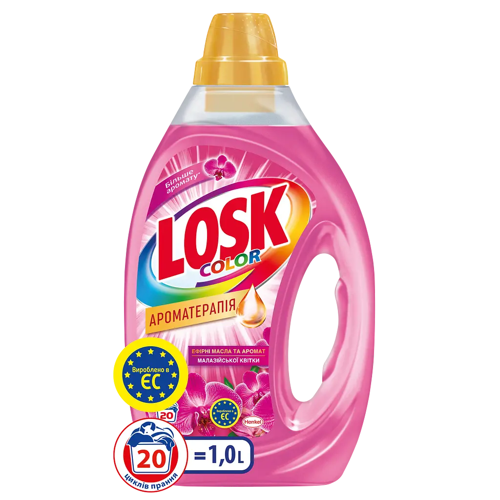 Гель для прання Losk Color Ароматерапія з ефірними оліями та ароматом Малазійських квітів, 1 л (876089) - фото 2
