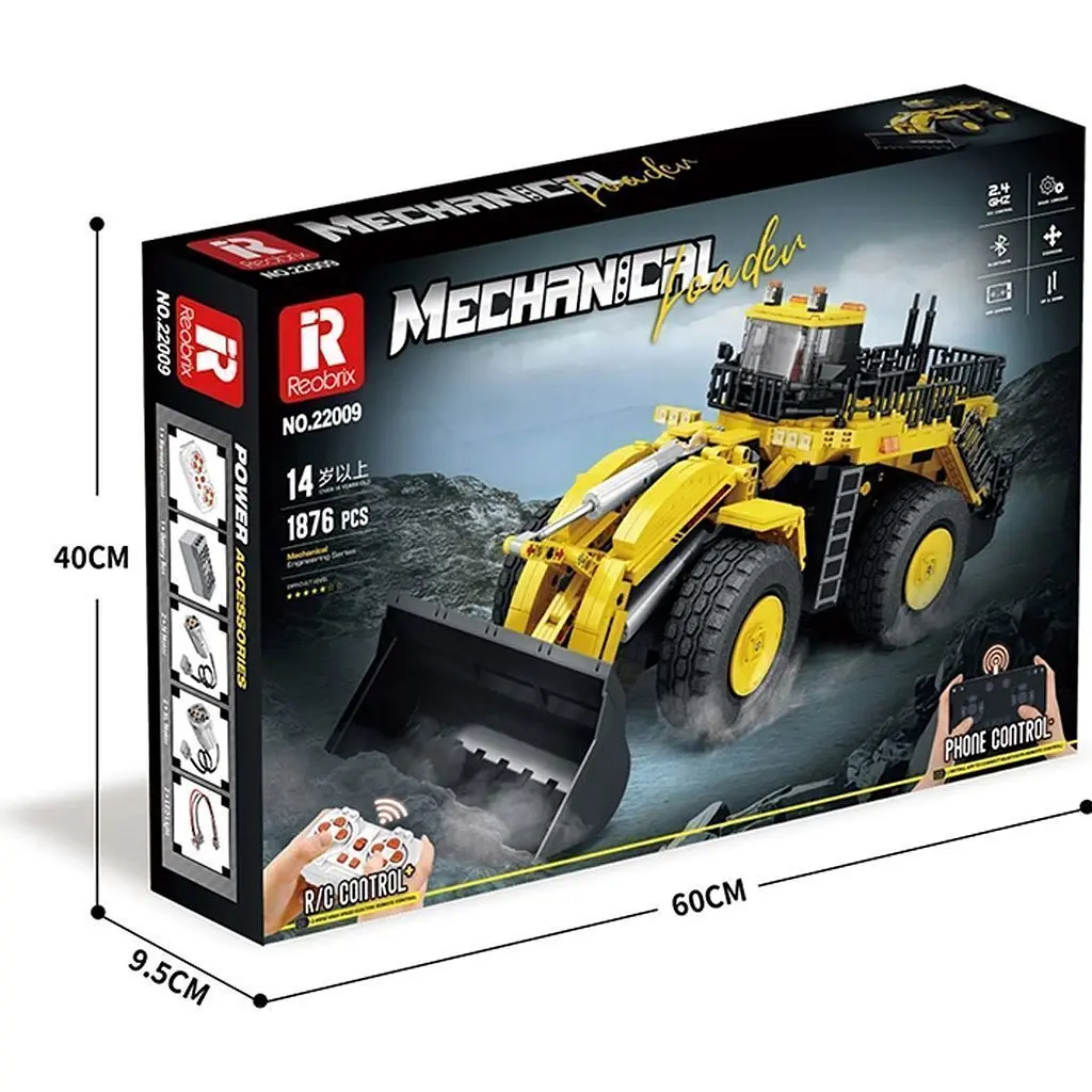 Конструктор Reobrix Mechanical Фронтальний навантажувач з пультом Yellow/Black (22009) [161077] - фото 4