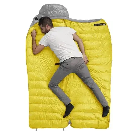 Спальник Naturehike CW400 L (NH18C400-D) з натуральним пухом жовто-сірий - фото 5
