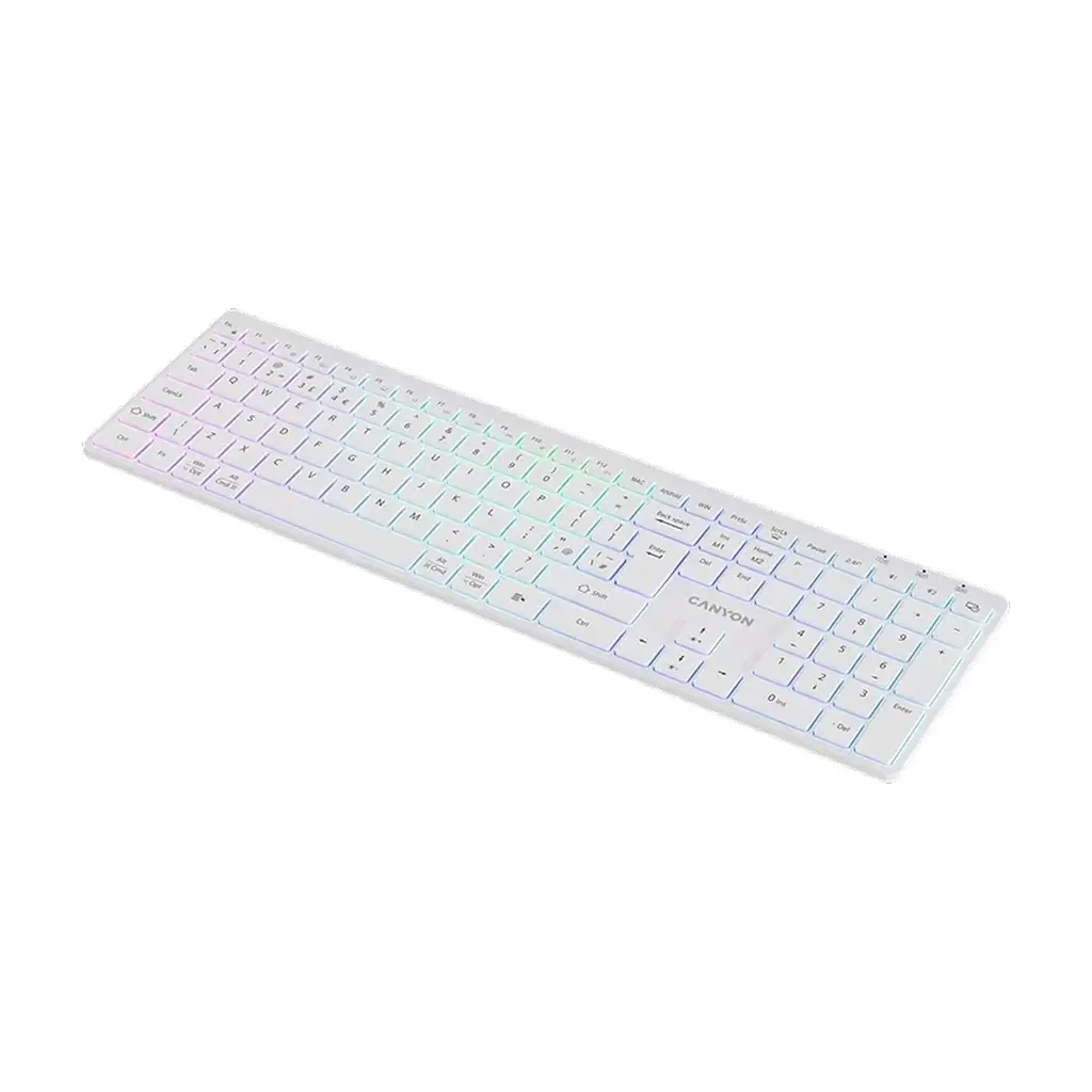 Клавіатура Canyon HKB-W11 Slim Dual Mode Wireless/Bluetooth RGB UA White (CNS-HBTK11W) - фото 2