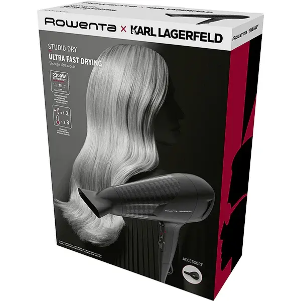 Фен ROWENTA X Karl Lagerfeld CV581LF0, 2300W, 2 швидкості, чорний - фото 3