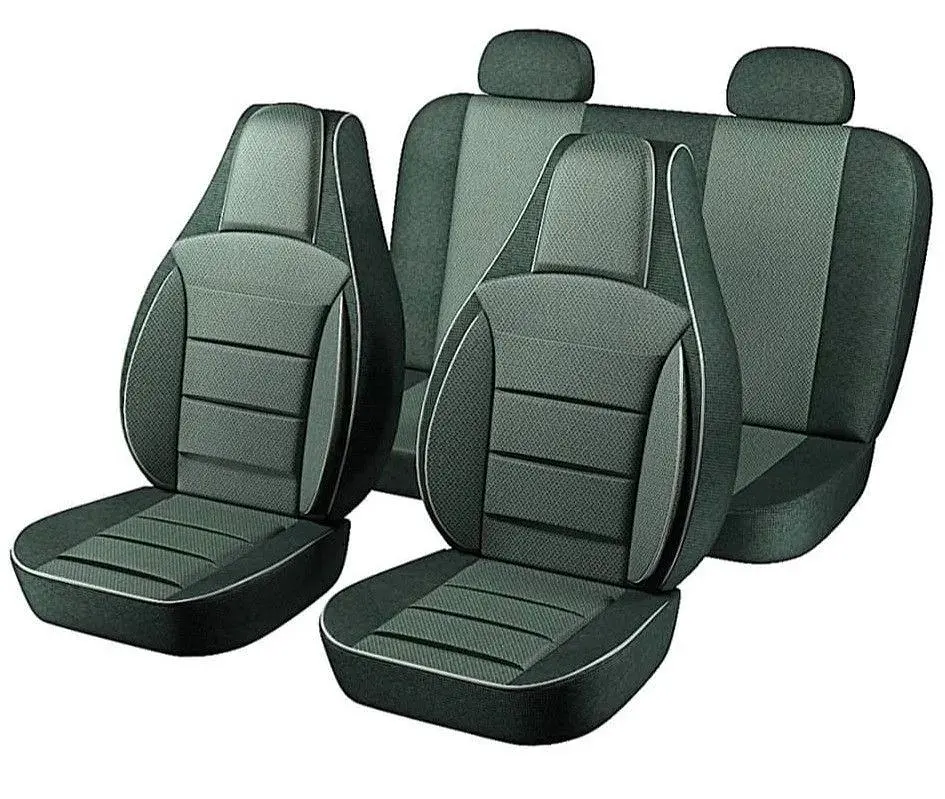 Чохли Пілот для сидінь ВАЗ 2111-2112 Priora 2171-2172 Chevrolet Niva Калина Чорна тканина чорно-сіра тканина