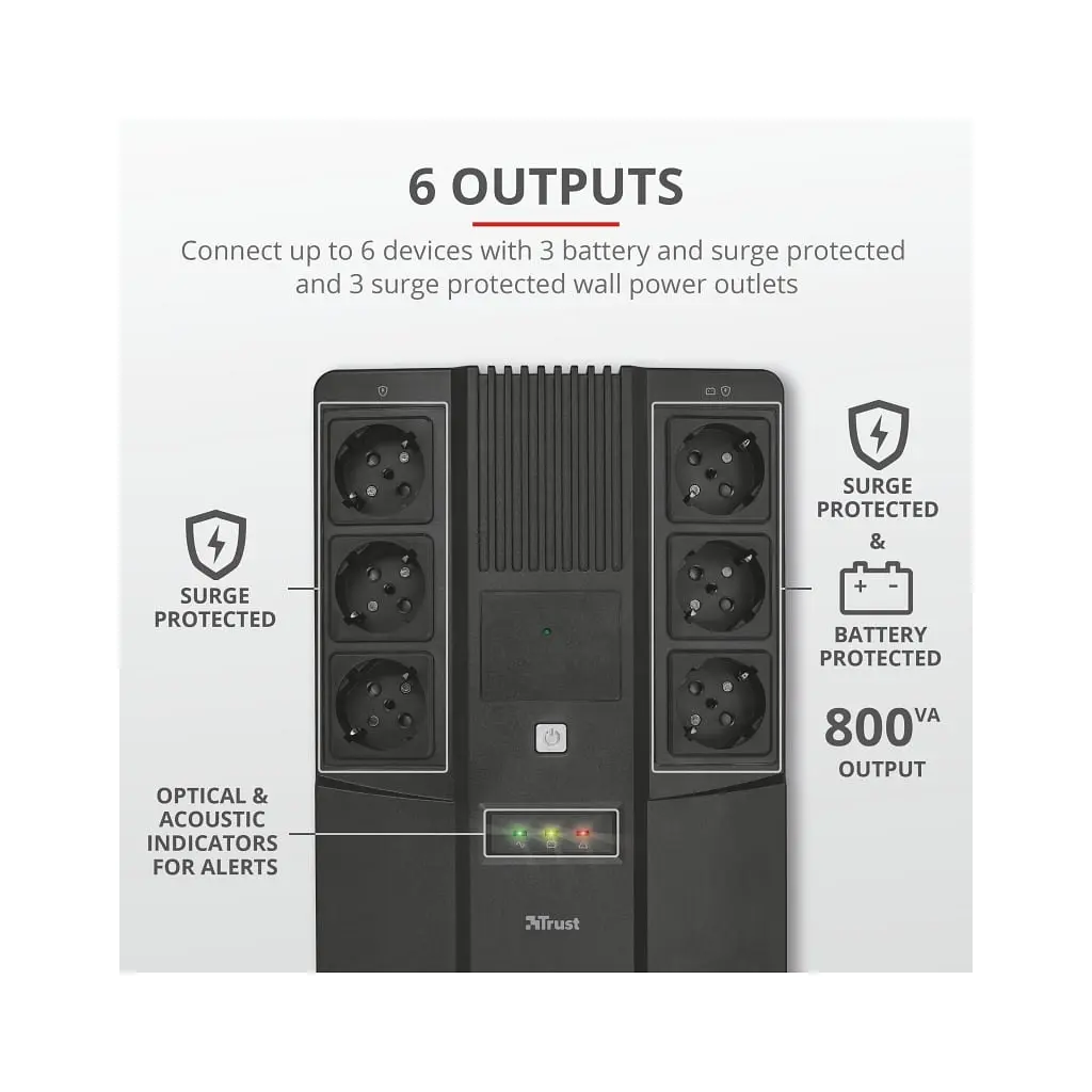 Пристрій безперебійного живлення Trust Maxxon 800VA UPS (23326_TRUST) - фото 8