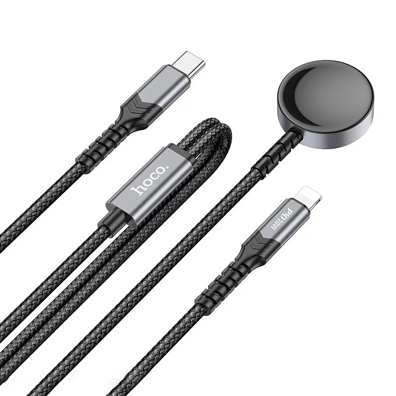 БЗП Hoco CW54 2in1 for Apple Watch + Type-C / Lightning Black - фото 2