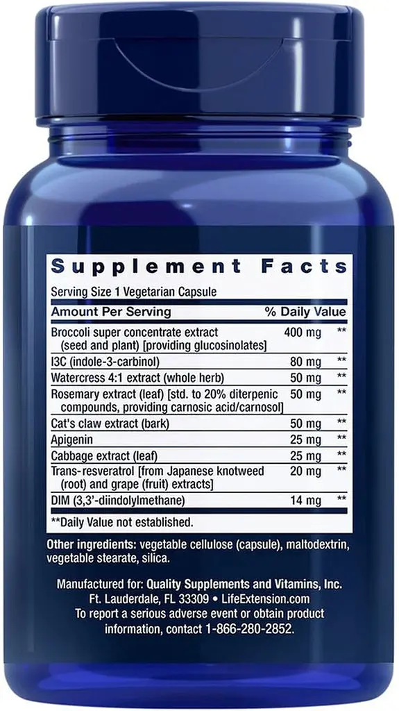 Комплекс екстрактів Life Extension Triple Action Cruciferous Vegetable Extract with Resveratrol, 60 вегакапсул - фото 2