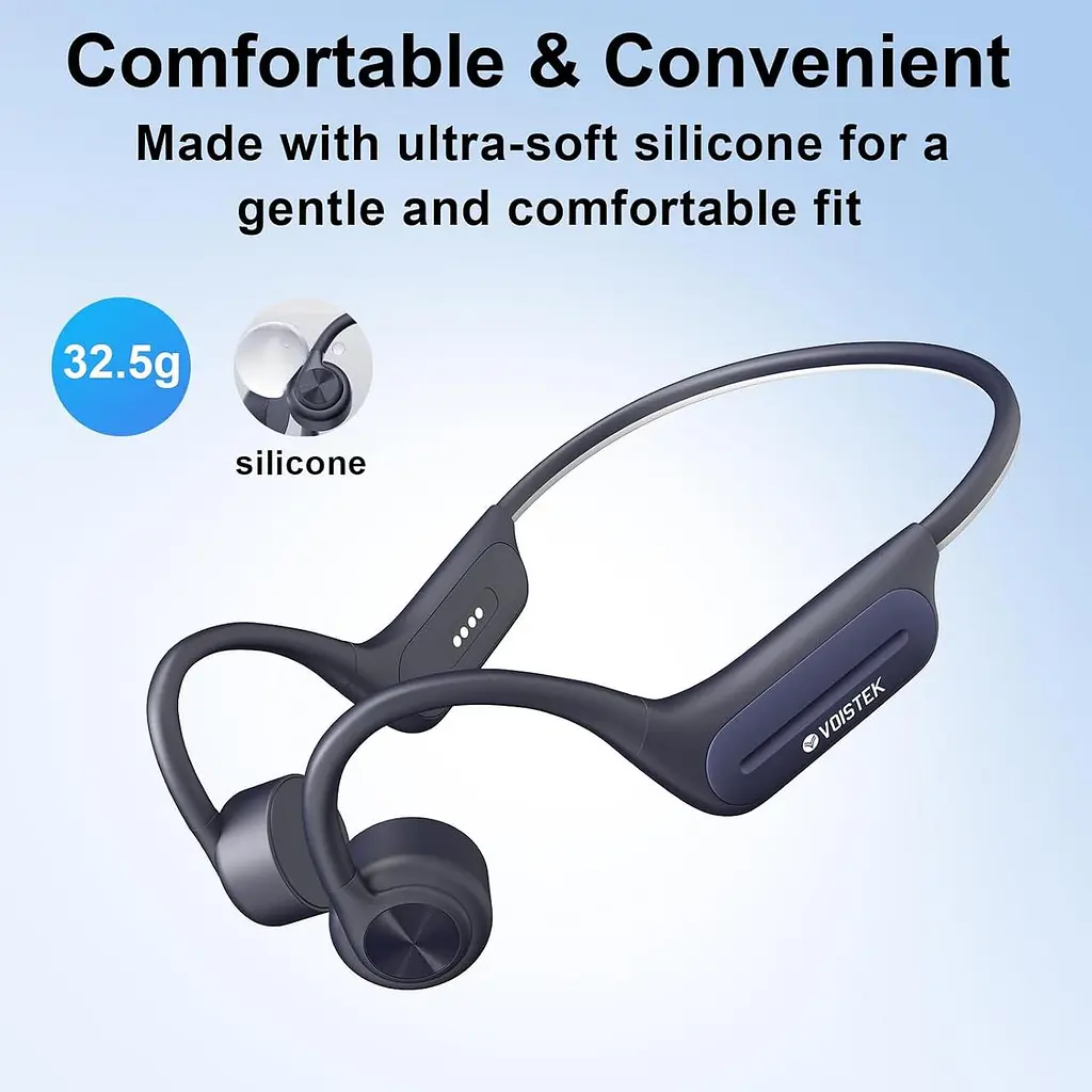 Наушники Voistek Bone Conduction, Bluetooth 5.3 с MP3-плеером 32 ГБ, IP68 Водонепроницаемые вибрирные спортивные наушники - фото 4