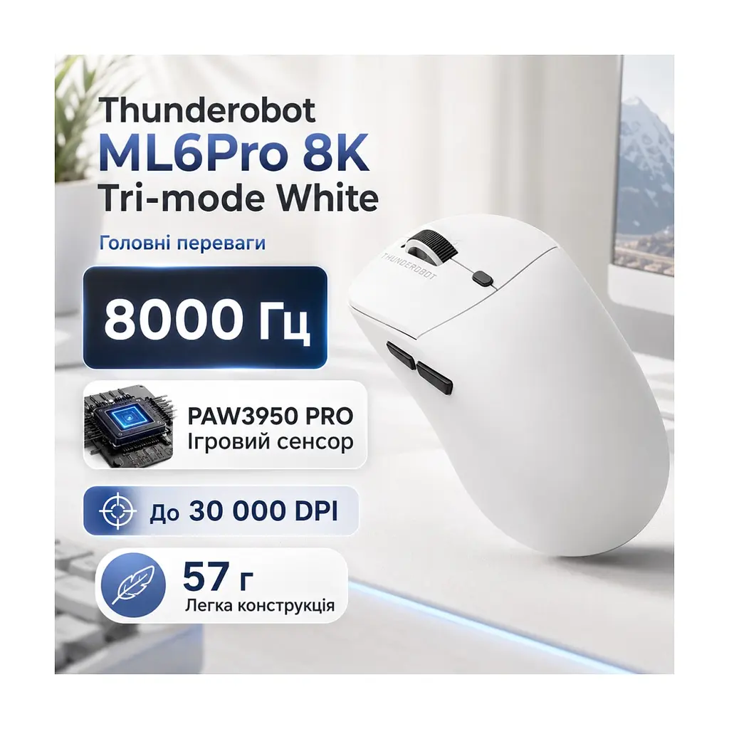 Мишка Thunderobot ML6Pro 8K Tri-mode White (6974511793994)