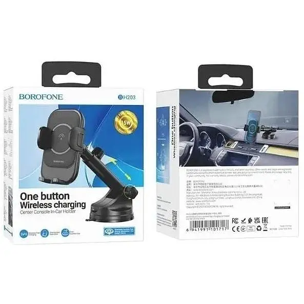 Автотримач із зарядним пристроєм Borofone BH203 Blue Charm Wireless 15W - фото 5