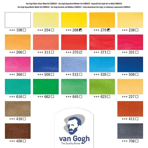 Набір акварельних фарб Van Gogh 24 кювети + пензлик Royal Talens (8712079048907) - фото 9