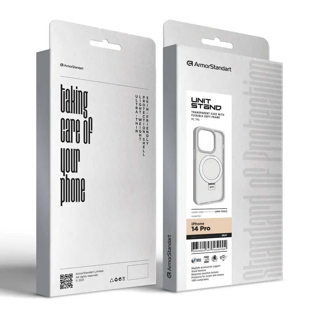 Чохол до мобільного телефона Armorstandart Unit Stand Apple iPhone 14 Pro Grey (ARM70563) - фото 2