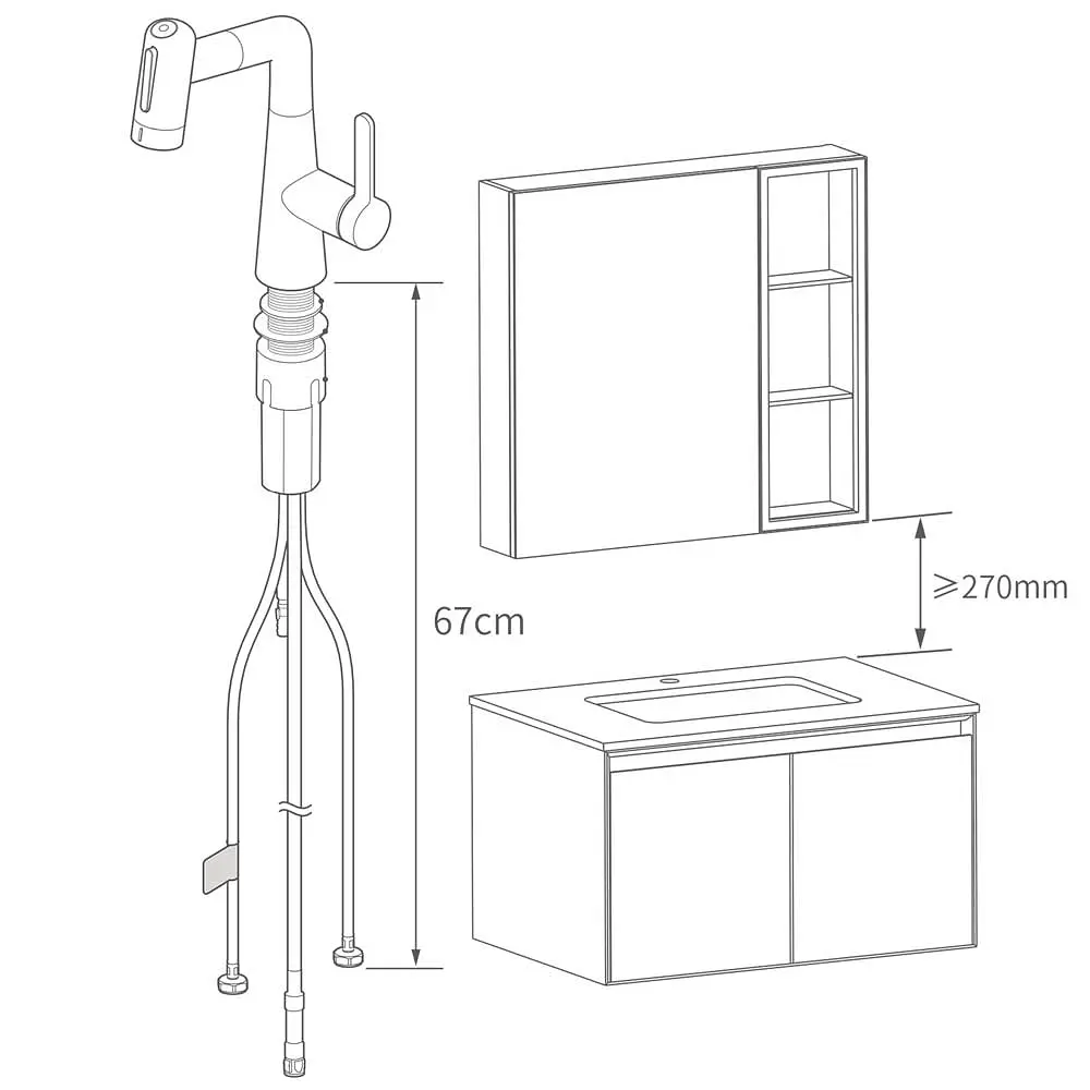 Висувний змішувач для раковини Xiaomi MiJia Pull-out Basin Faucet S1 (MJCLSMPLT01DB) - фото 9