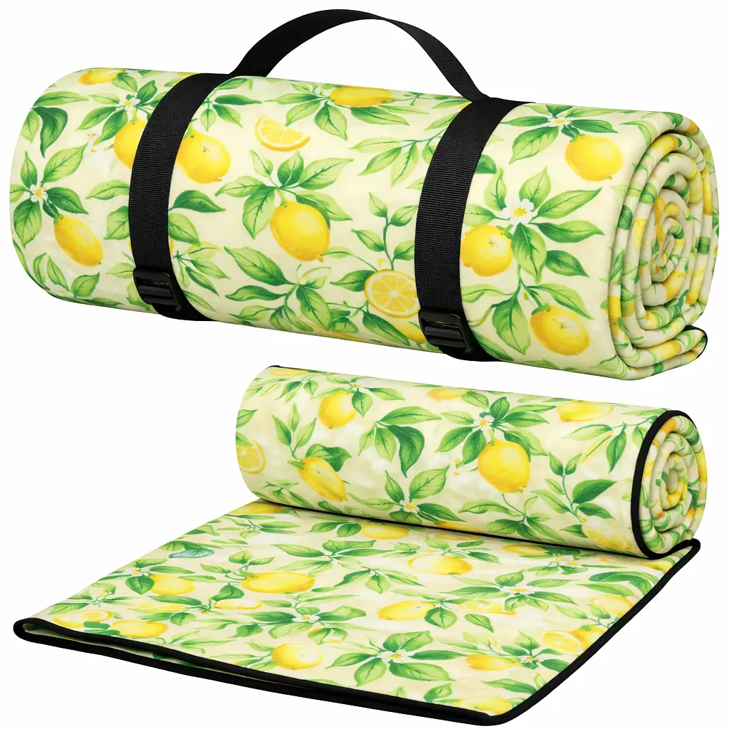 Плед складний утеплений для пікніка Bolan Home&Design Lemon 130x170 см пляжний килимок фліс - фото 3