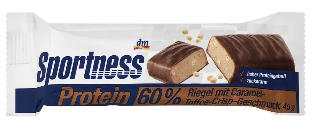 Протеїновий батончикSportness 60% білка карамельний ірисковий хрусткий, 45 г