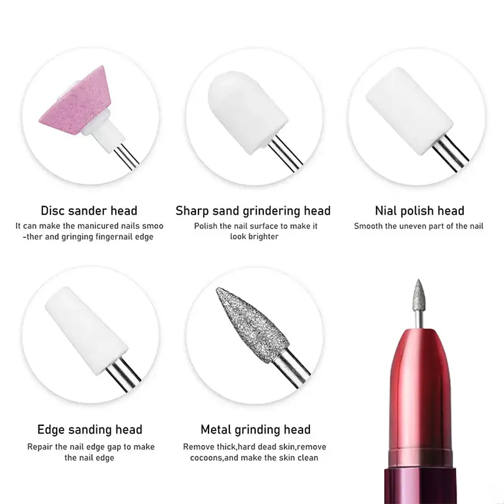 Фрезер для манікюру та педикюру Flawless Salon Nails червоний • Портативна машинка для нігтів з насадками для домашнього догляду - фото 3