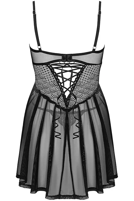 Комплект Obsessive Chemeris babydoll (Чорний, XS/S) Obsessive 101316 96927 - фото 5