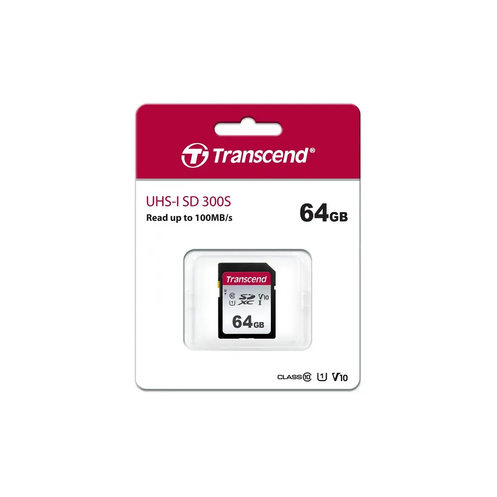 Карта пам'яті Transcend 64GB SDXC class 10 UHS-I U1 V10 (TS64GSDC300S) - фото 2