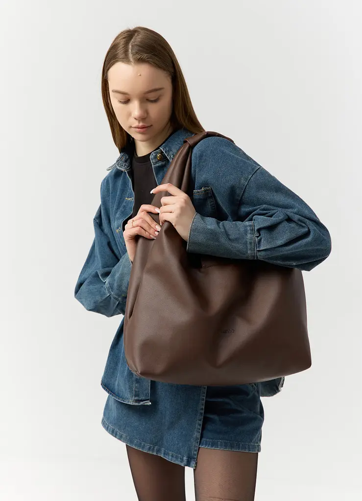 Жіноча сумка Sambag HOBO L шоколадна 34 х 37 х 16 см (53300020) - фото 5