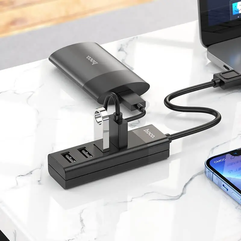 Hub-адаптер Hoco Usb Easy mix 4-in-1 converter HB25 Usb3.0+3xUsb2.0 - фото 6