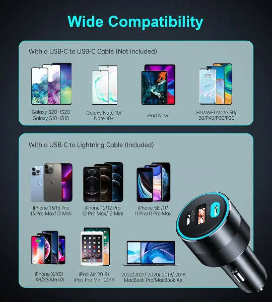 Автомобільний зарядний пристрій Choetech С0054 2xUSB-C+USB-A, 130 Вт, 5A, QC3.0/PD/PPS - фото 3