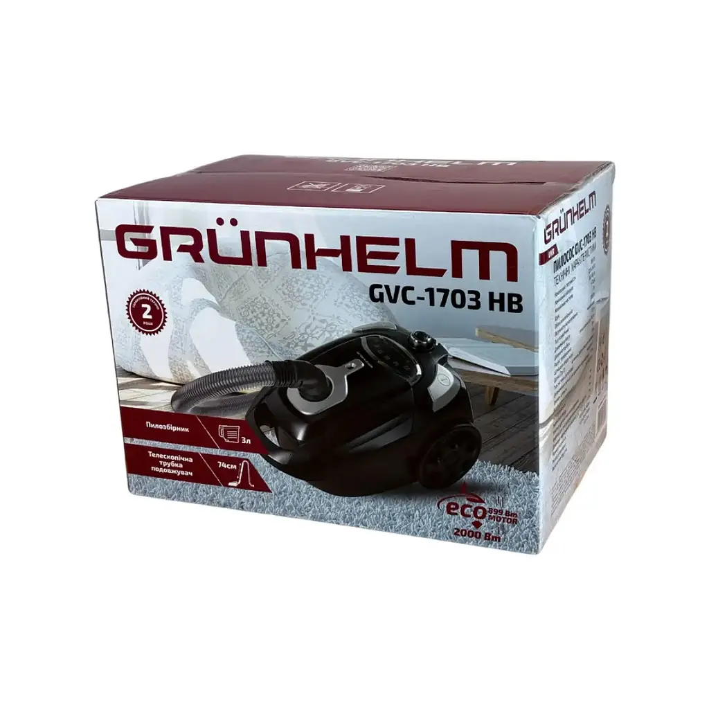 Пилосос Grunhelm Eco Power GVC-1703 HB чорно-сірий (147467) - фото 7