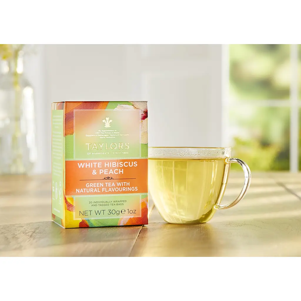 Чай зелений Taylors of Harrogate White Hibiscus & Peach Гібіскус-персик 20х1.5 г - фото 3