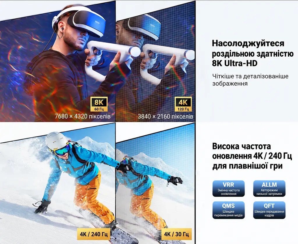 Кабель-подовжувач HDMI UGREEN HD165 2.1 8K 60 Гц 2 м чорно-сірий (95927) - фото 10