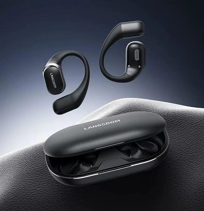 Навушники Langsdom кісткові бездротові TE-08 Max з кріпленням за вухо Bluetooth 5.4 та шумоподавленням до 50 годин роботи Бежевий - фото 6