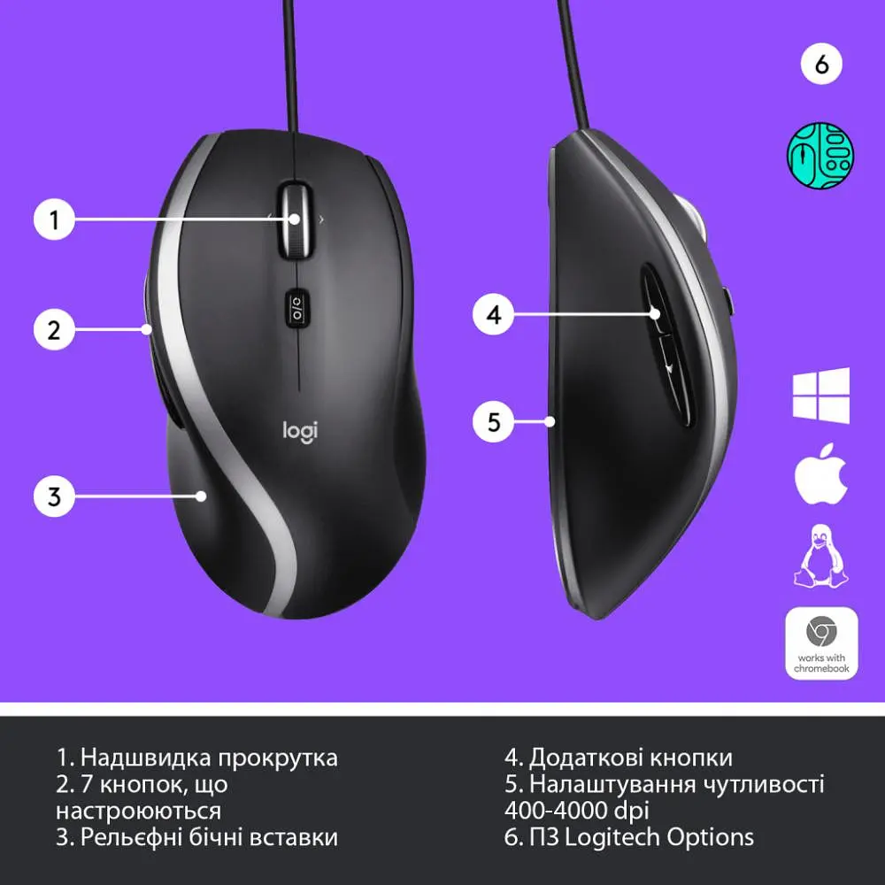 Мышь Logitech M500s Advanced Black (910-005784) - фото 5