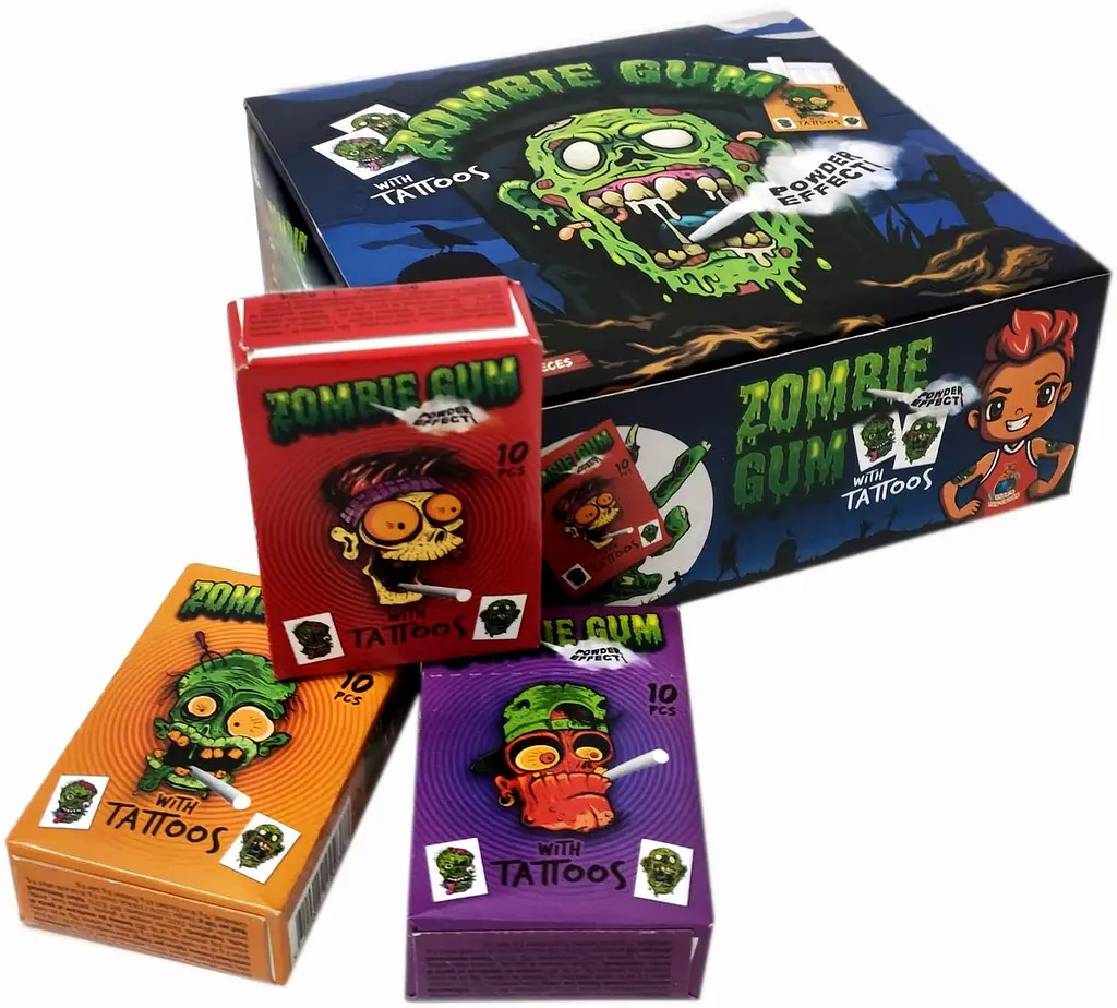 Жувальні гумки Zombie Gum Bubble Wit Tattoos Gumy Owocowe Z Efektem Dymu 10шт 35г - фото 8
