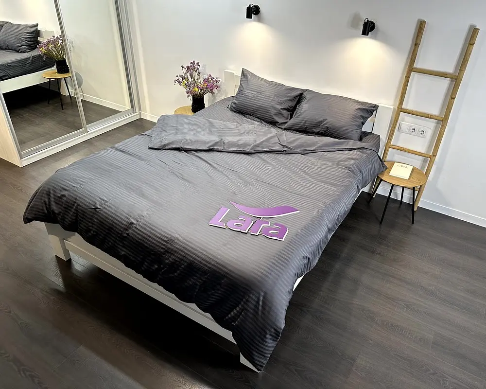 Постільна білизна LARA сатин-страйп LUX graphite d13206р полуторний - фото 5