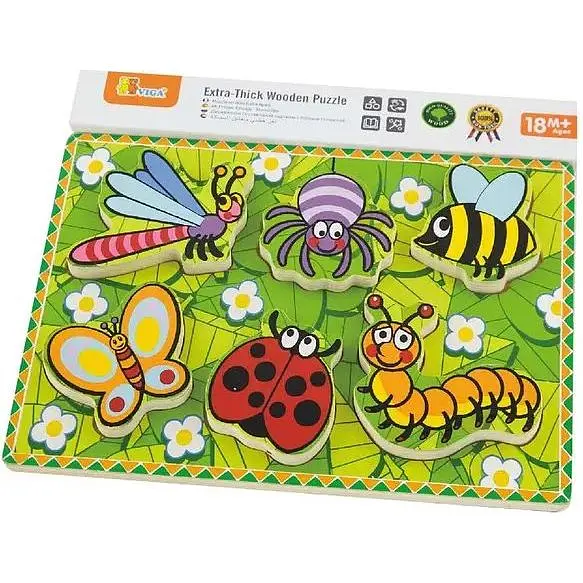 Дерев'яна рамка-вкладиш Viga Toys Комахи 6 елементів (56437) - фото 2