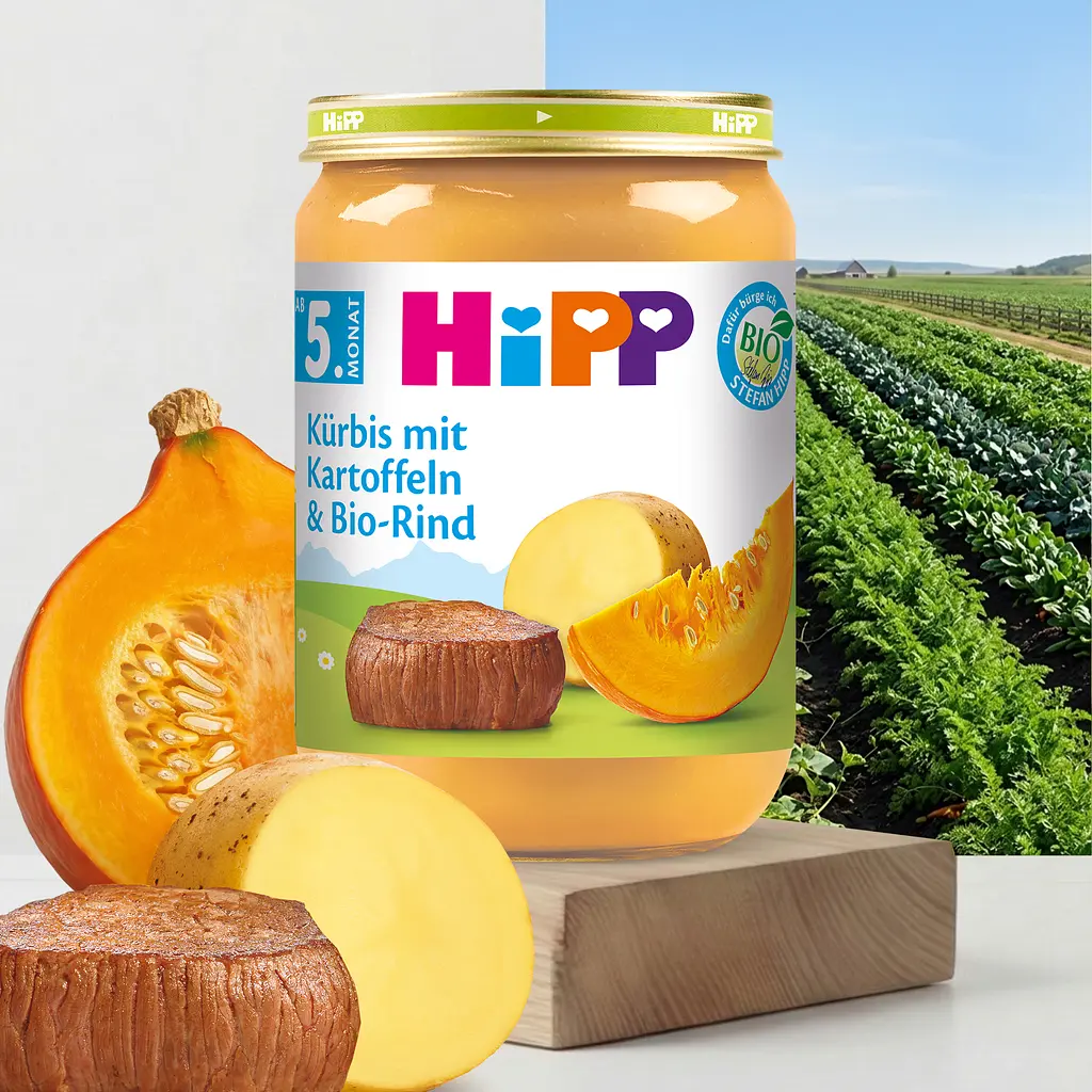 Органічне пюре HiPP Гарбуз та картопля з яловичиною 190 г - фото 2