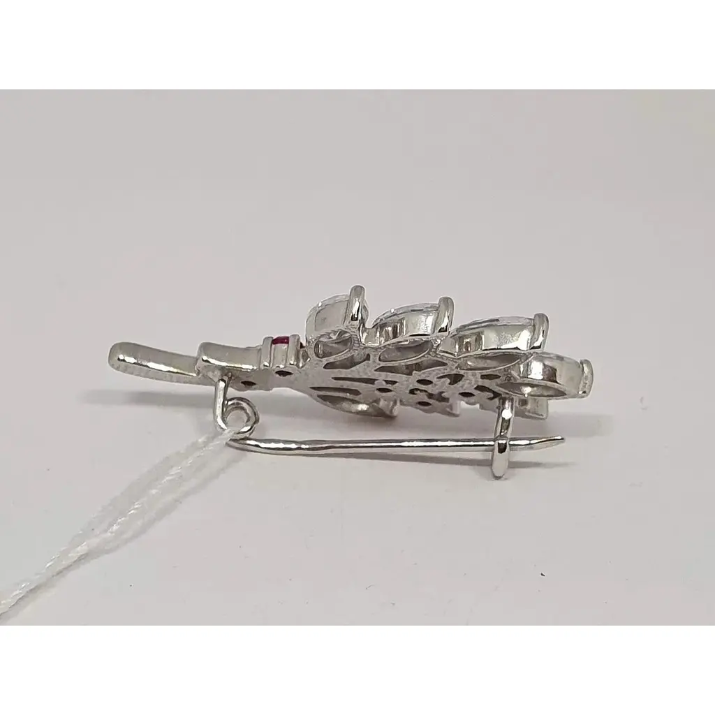 Срібна брошка Ірій з фіанітами. 9522 - фото 2