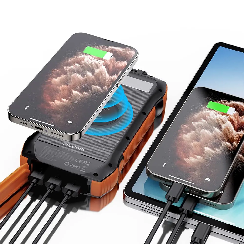 Повербанк с солнечной панелью 20000mAh Choetech B657 Black PD20W+QC QC3.0 PD3.0 беспроводная зарядка (43-00134) - фото 6