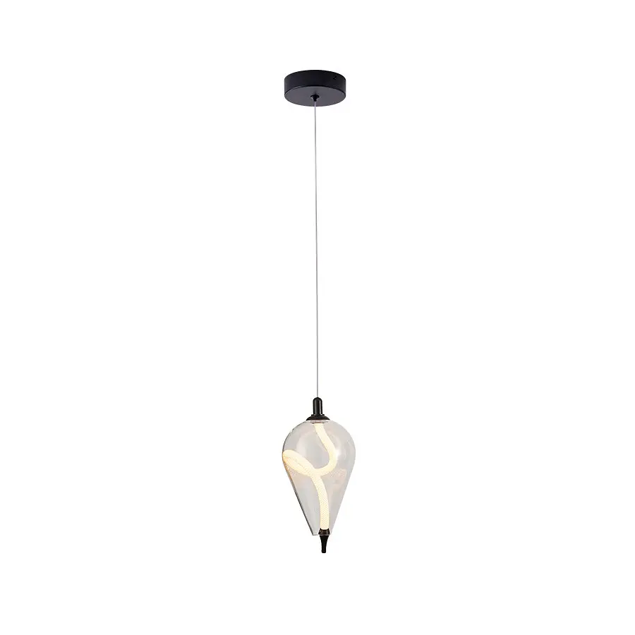 Стильный подвесной LED светильник для кухни Levistella 788P10076-1 BK+CL, 7 W, высота 2200 мм - фото 2