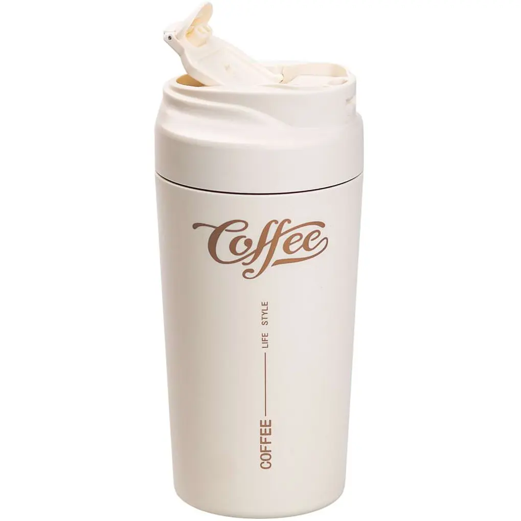 Термочашка Coffee 480 мл з керамічною колбою, бежевий Yiwu HP-14-14BE - фото 3
