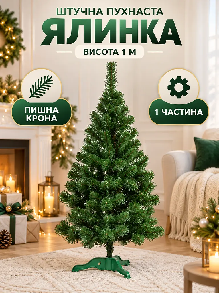 Сертифікована ялинка штучна пухнаста Казкова YaLINKA S10 100 см - фото 2