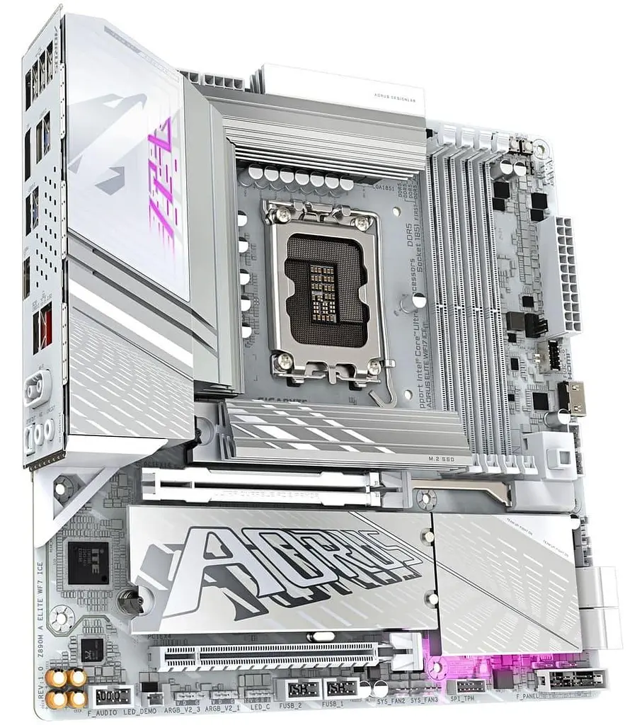 Материнська плата Gigabyte Z890M AORUS ELITE WiFi7 ICE (Z890M AORUS ELITE WIFI7 ICE) (Socket 1851, Intel Z890, Micro-ATX) - фото 3